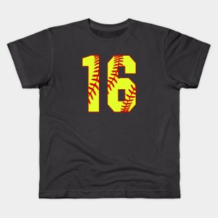 Fastpitch Softball Number 16 #16 Softball Shirt Jersey Uniform Favorite Player Biggest Fan Kids T-Shirt